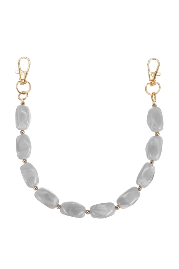 Resin Purse Chain, 12.4" Acrylic Bead Purse Strap Extender for Short Handle Handbag DIY Craft Wallet Handle Replacement, Gray