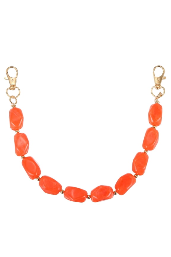 Resin Purse Chain, 12.4" Acrylic Bead Purse Strap Extender for Short Handle Handbag DIY Craft Wallet Handle Replacement, Red-Orange