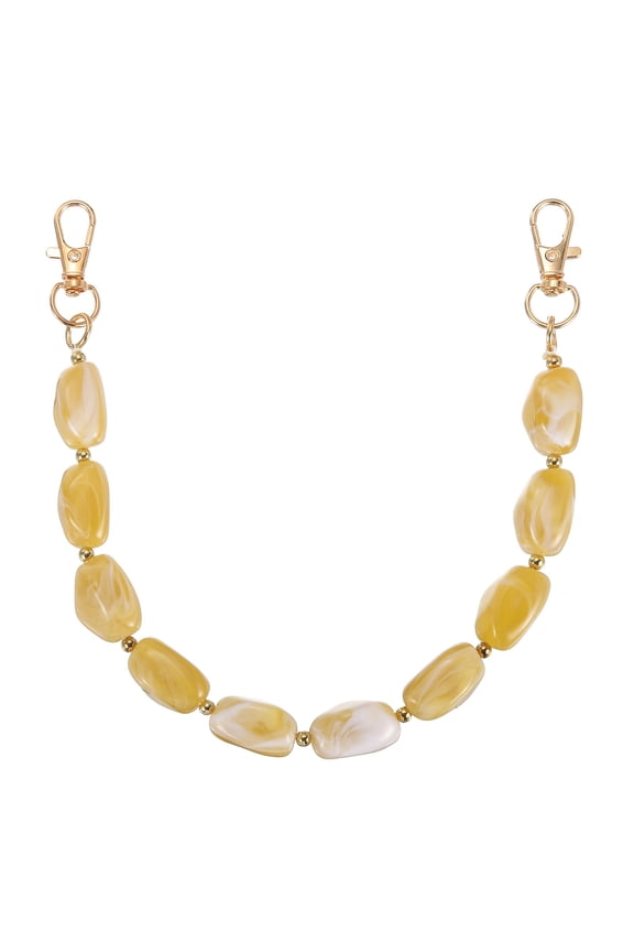 Resin Purse Chain, 12.4" Acrylic Bead Purse Strap Extender for Short Handle Handbag DIY Craft Wallet Handle Replacement, Yellow