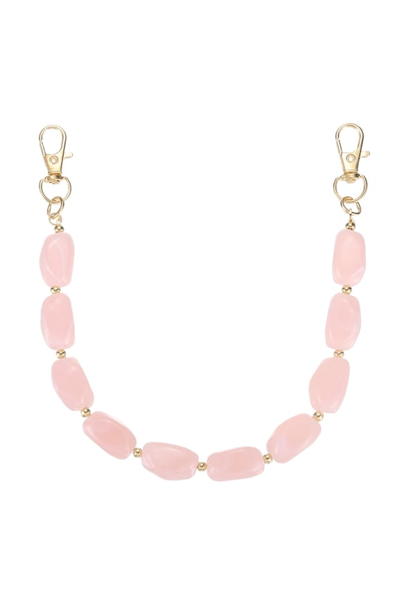 Resin Purse Chain, 14.57" Acrylic Bead Purse Strap Extender for Short Handle Handbag DIY Craft Wallet Handle Replacement, Pink