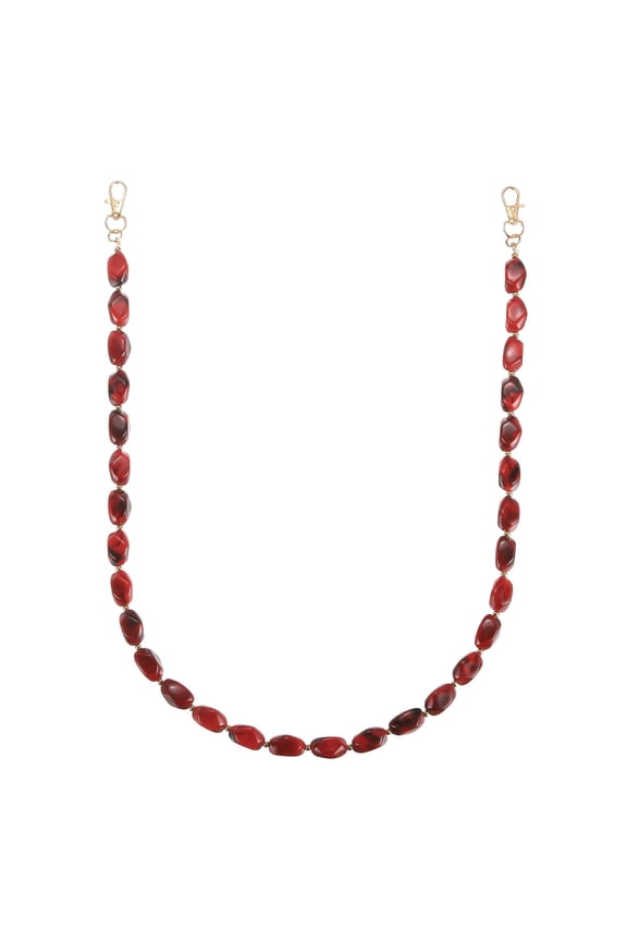 Resin Purse Chain, 30.12" Acrylic Bead Purse Strap Extender for Short Handle Handbag DIY Craft Wallet Handle Replacement, Dark Red