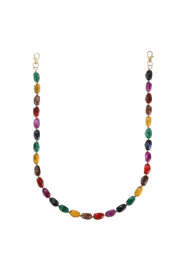 Resin Purse Chain, 30.12" Acrylic Bead Purse Strap Extender for Short Handle Handbag DIY Craft Wallet Handle Replacement, Deep Mixed Color