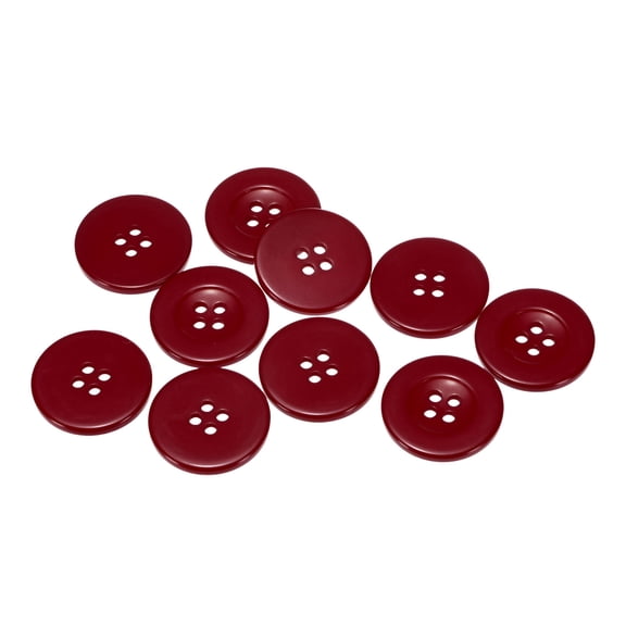 Uxcell Resin Sewing Buttons Round Flat 4-Hole Craft Buttons for Card Making Scrapbooking 10 Pcs Dark Red 30mm