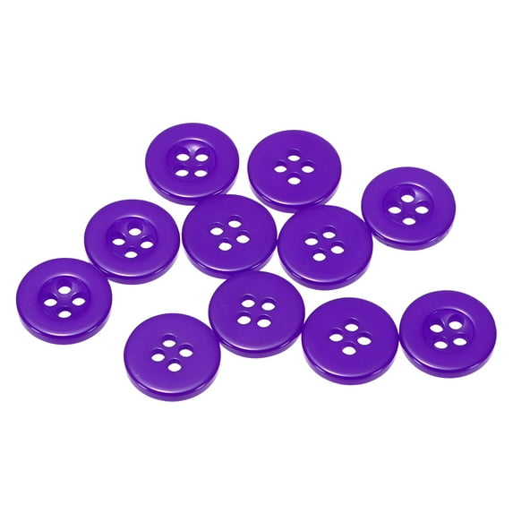 Uxcell Resin Sewing Buttons Round Flat 4-Hole Craft Buttons for Card Making Scrapbooking 10 Pcs Purple 12.5mm