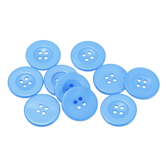 Uxcell Resin Sewing Buttons Round Flat 4-Hole Craft Buttons for Card Making Scrapbooking 10 Pcs Sky Blue 25mm