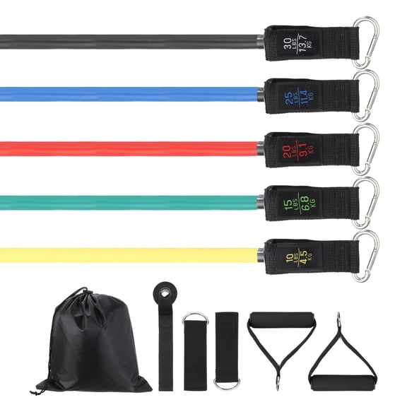 Uxcell Resistance Bands Set, 5 Level Exercise Bands for Working Out with Door Anchor/Handle/Ankle Strap/Pouch, 100LB & Mix Color- Fitting For(Women & Men Home/Gym Train/Yoga)