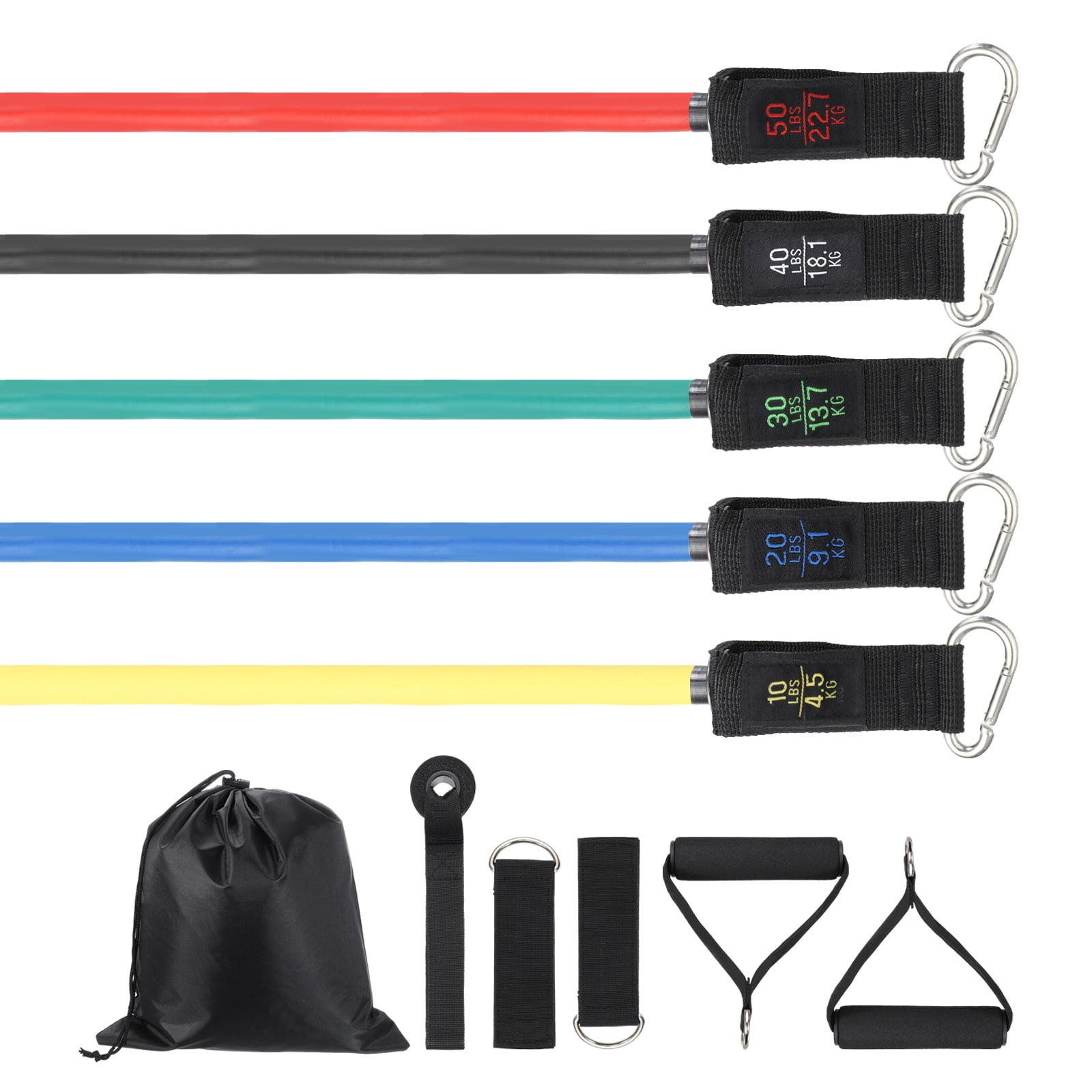 Uxcell Resistance Bands Set, 5 Level Exercise Bands for Working Out with Door Anchor/Handle/Ankle Strap/Pouch, 150LB & Mix Color- Fitting For(Women & Men Home/Gym Train/Yoga)