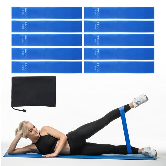 Uxcell Resistance Loop Exercise Bands 12" Elastic Workout Bands for Working Out Fitness, Blue 10 Pack