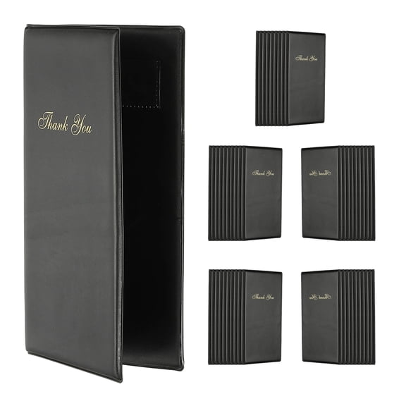 Uxcell Restaurant Check Presenters, 50 Pcs Guest Check Card Holder with Gold Thank You Imprint, Bill Holder for Servers