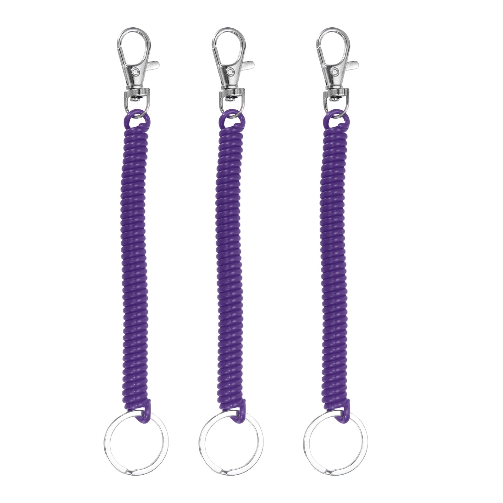 Uxcell Retractable Coil Spring Keychain, (6.7 Inch, Dark Purple) (3 Pcs ...