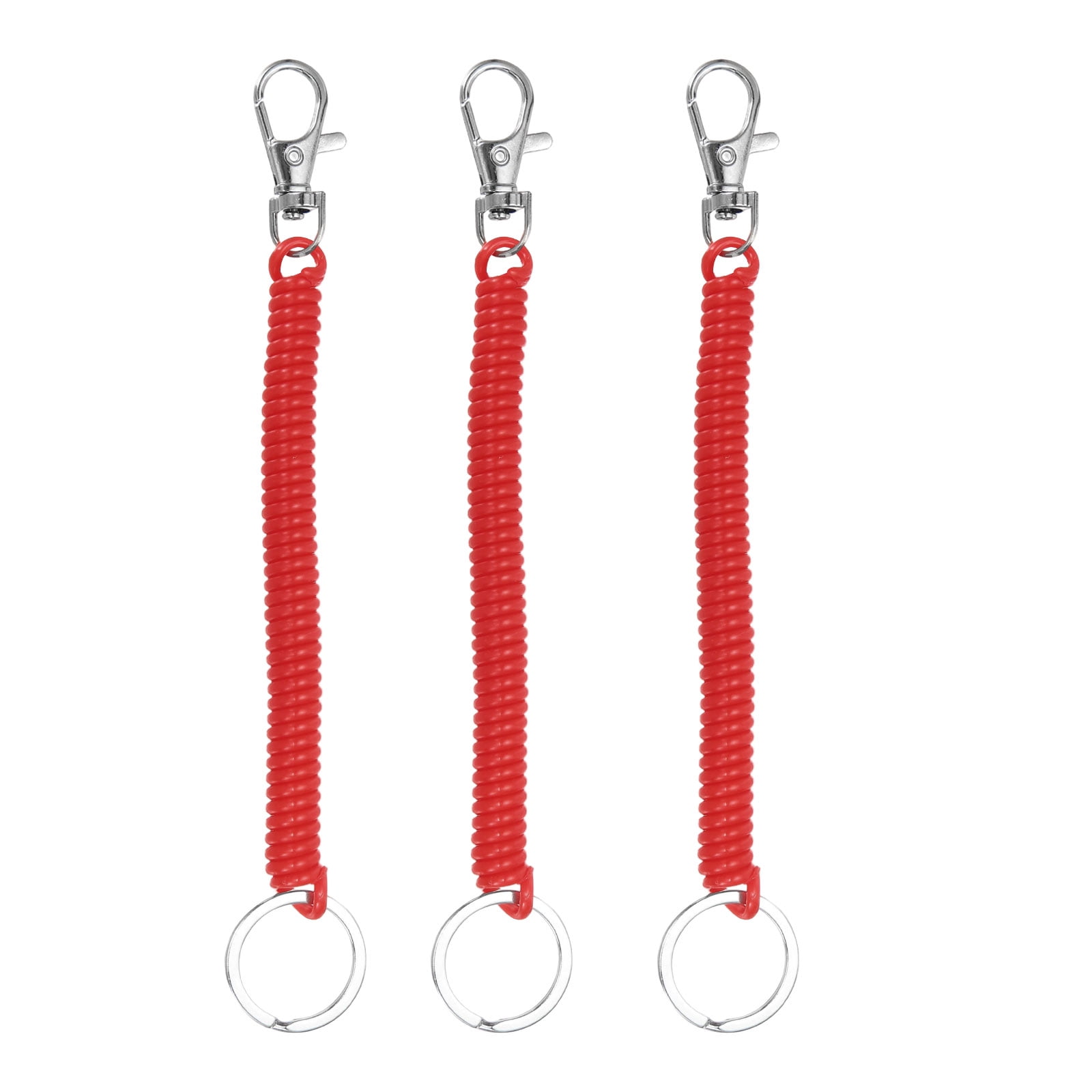 Uxcell Retractable Coil Spring Keychain, (6.7 Inch, Dark Red) (3 Pcs ...