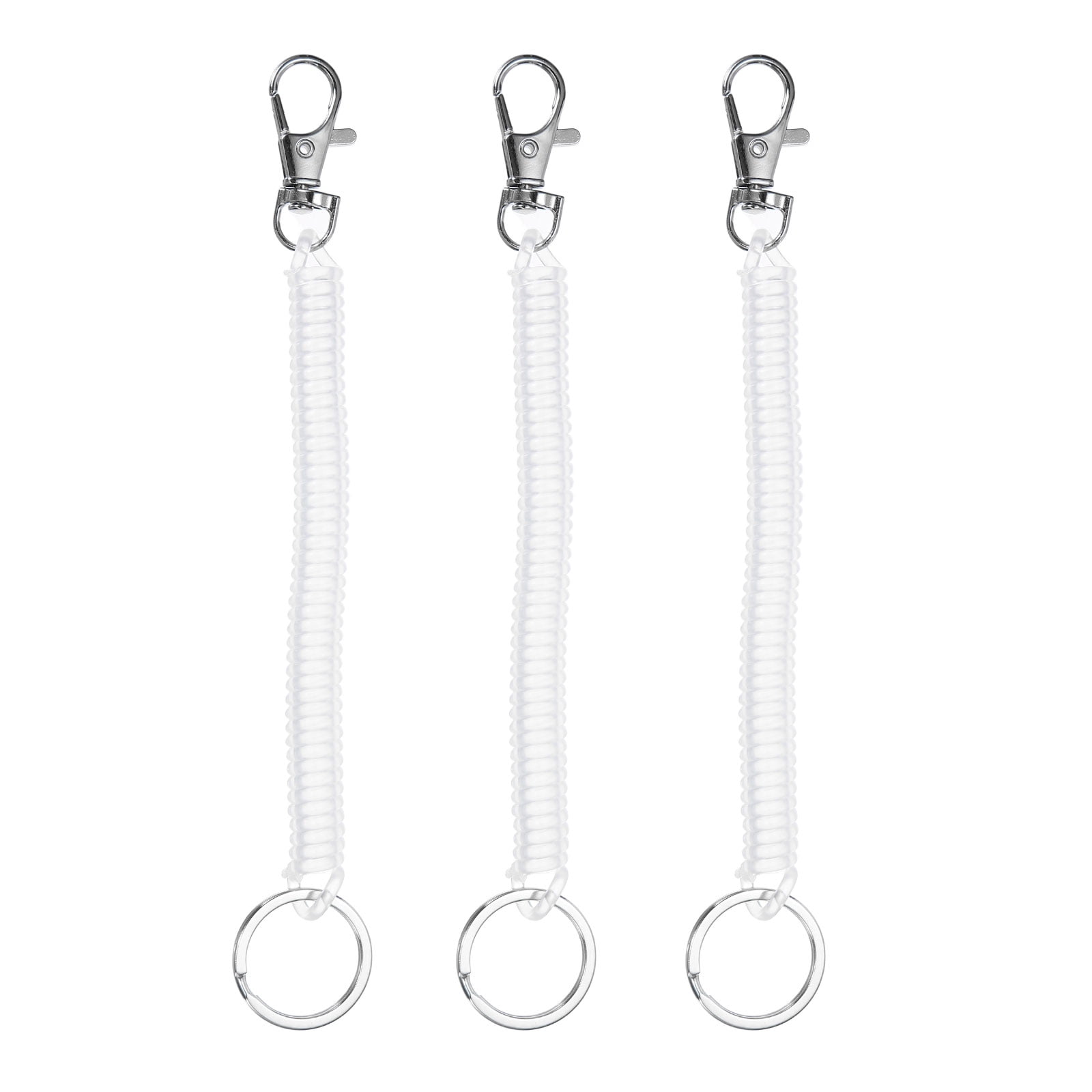Uxcell Retractable Coil Spring Keychain, (6.7 Inch, Transparent) (3 Pcs ...