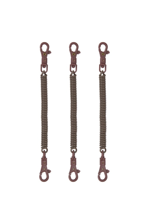 Retractable Coil Spring Keychain, (7.9 Inch, Dark Brown) (3 Pcs), Anti-Lost Stretch Cord Safety Key Chain with Plastic Lobster Clasp, Suit For- Keys/Wallet/Cellphone