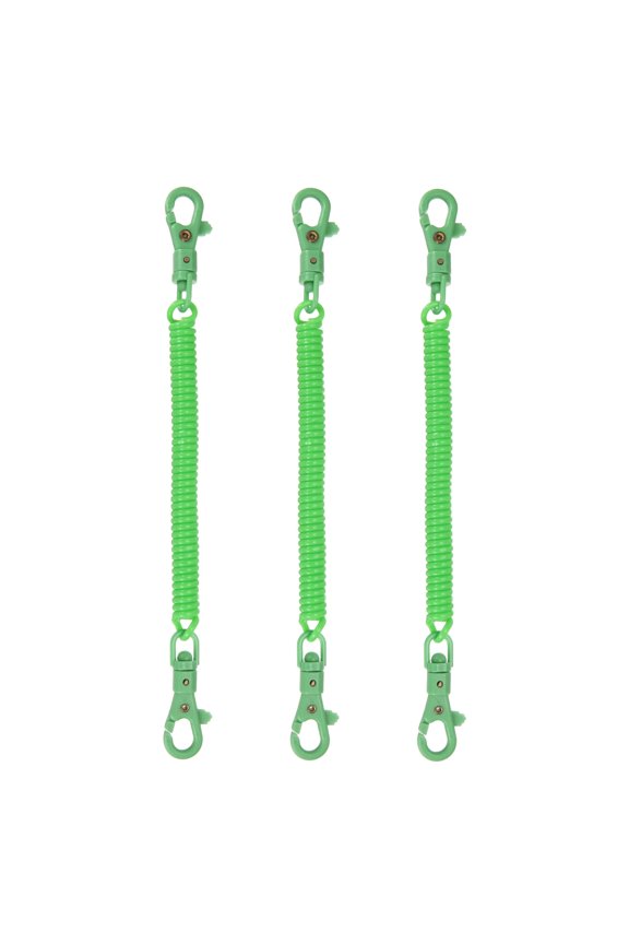 Retractable Coil Spring Keychain, (7.9 Inch, Dark Green) (3 Pcs), Anti-Lost Stretch Cord Safety Key Chain with Plastic Lobster Clasp, Suit For- Keys/Wallet/Cellphone