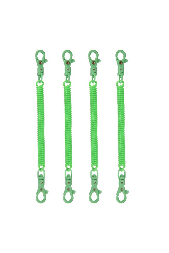 Retractable Coil Spring Keychain, (7.9 Inch, Dark Green) (4 Pcs), Anti-Lost Stretch Cord Safety Key Chain with Plastic Lobster Clasp, Suit For- Keys/Wallet/Cellphone