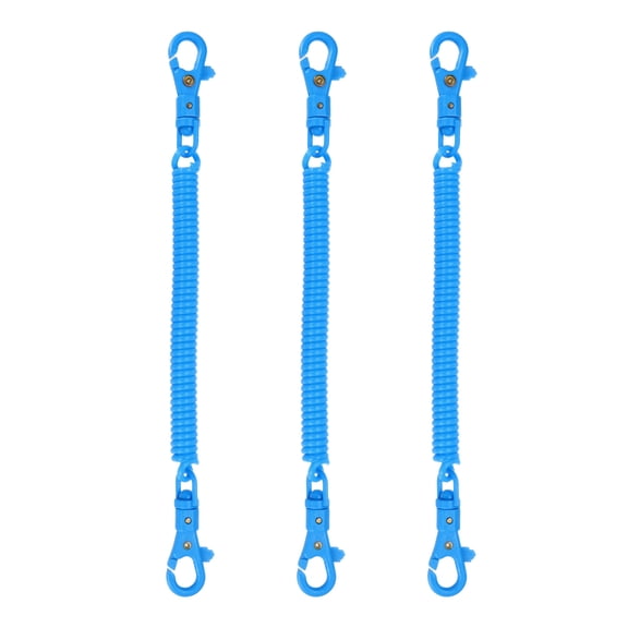Uxcell Retractable Coil Spring Keychain, (7.9 Inch, Lake Blue) (3 Pcs), Anti-Lost Stretch Cord Safety Key Chain with Plastic Lobster Clasp, Suit For- Keys/Wallet/Cellphone