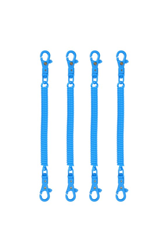 Retractable Coil Spring Keychain, (7.9 Inch, Lake Blue) (4 Pcs), Anti-Lost Stretch Cord Safety Key Chain with Plastic Lobster Clasp, Suit For- Keys/Wallet/Cellphone