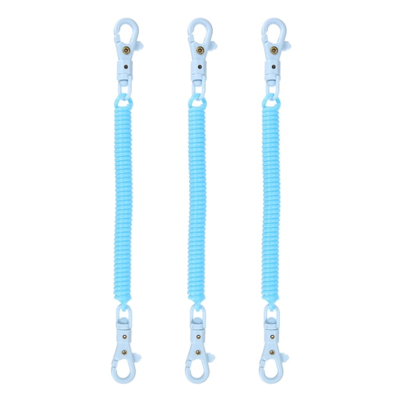 Uxcell Retractable Coil Spring Keychain, (7.9 Inch, Light Blue) (3 Pcs), Anti-Lost Stretch Cord Safety Key Chain with Plastic Lobster Clasp, Suit For- Keys/Wallet/Cellphone