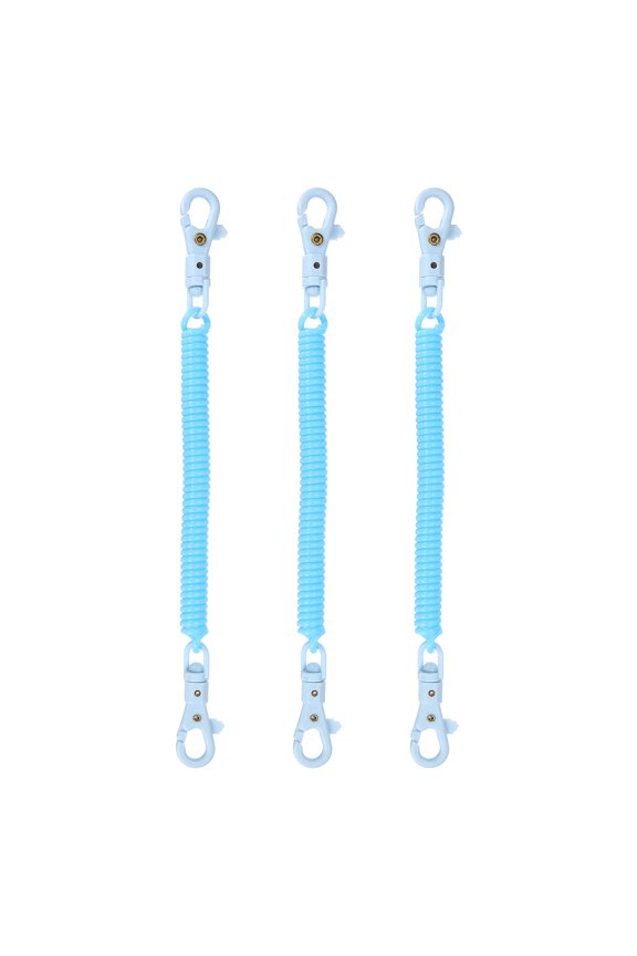 Retractable Coil Spring Keychain, (7.9 Inch, Light Blue) (3 Pcs), Anti-Lost Stretch Cord Safety Key Chain with Plastic Lobster Clasp, Suit For- Keys/Wallet/Cellphone