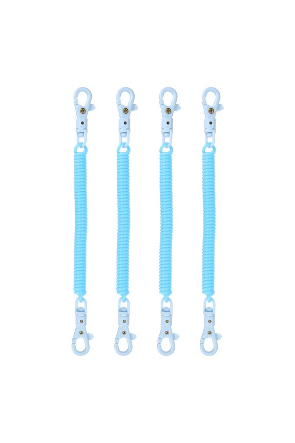 Retractable Coil Spring Keychain, (7.9 Inch, Light Blue) (4 Pcs), Anti-Lost Stretch Cord Safety Key Chain with Plastic Lobster Clasp, Suit For- Keys/Wallet/Cellphone
