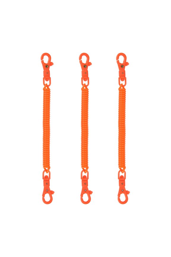 Retractable Coil Spring Keychain, (7.9 Inch, Orange) (3 Pcs), Anti-Lost Stretch Cord Safety Key Chain with Plastic Lobster Clasp, Suit For- Keys/Wallet/Cellphone