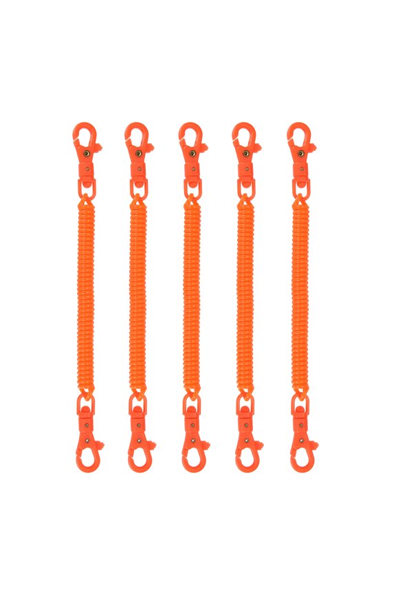 Retractable Coil Spring Keychain, (7.9 Inch, Orange) (5 Pcs), Anti-Lost Stretch Cord Safety Key Chain with Plastic Lobster Clasp, Suit For- Keys/Wallet/Cellphone