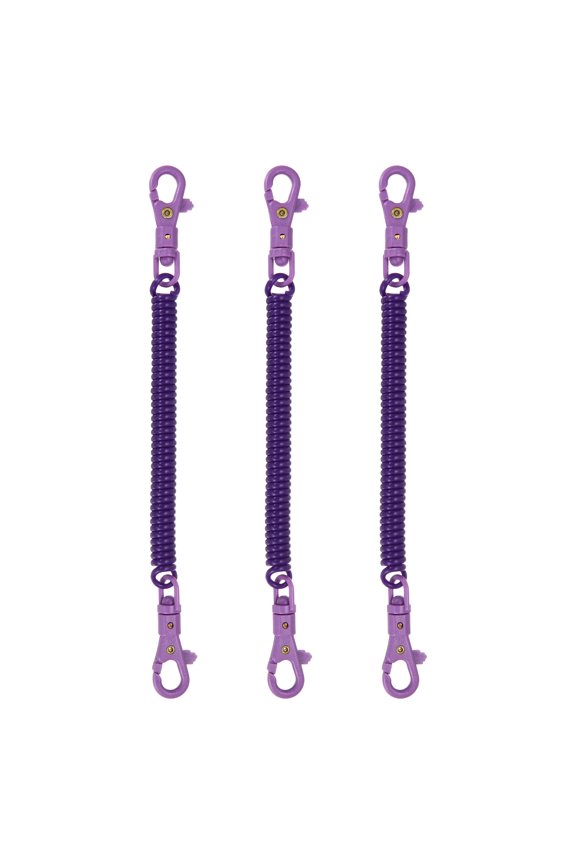 Retractable Coil Spring Keychain, (7.9 Inch, Purple) (3 Pcs), Anti-Lost Stretch Cord Safety Key Chain with Plastic Lobster Clasp, Suit For- Keys/Wallet/Cellphone