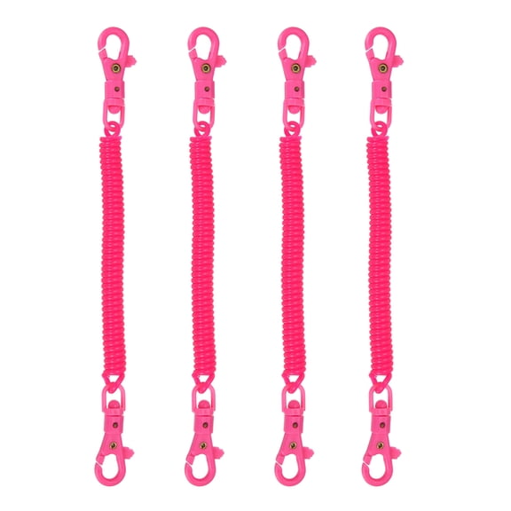 Uxcell Retractable Coil Spring Keychain, (7.9 Inch, Rose Red) (4 Pcs), Anti-Lost Stretch Cord Safety Key Chain with Plastic Lobster Clasp, Suit For- Keys/Wallet/Cellphone