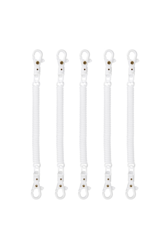 Retractable Coil Spring Keychain, (7.9 Inch, White) (5 Pcs), Anti-Lost Stretch Cord Safety Key Chain with Plastic Lobster Clasp, Suit For- Keys/Wallet/Cellphone