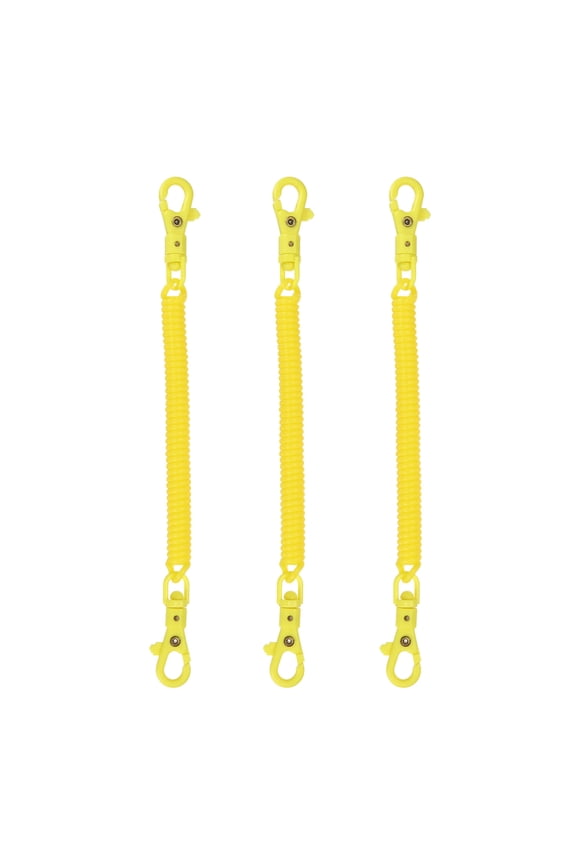 Retractable Coil Spring Keychain, (7.9 Inch, Yellow) (3 Pcs), Anti-Lost Stretch Cord Safety Key Chain with Plastic Lobster Clasp, Suit For- Keys/Wallet/Cellphone