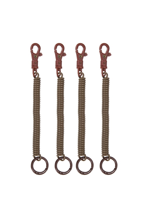 Retractable Coil Spring Keychain, (7 Inch, Dark Brown) (4 Pcs), Anti-Lost Stretch Cord Safety Key Chain with Lobster Clasp & Key Ring, Suit For- Keys/Wallet/Cellphone