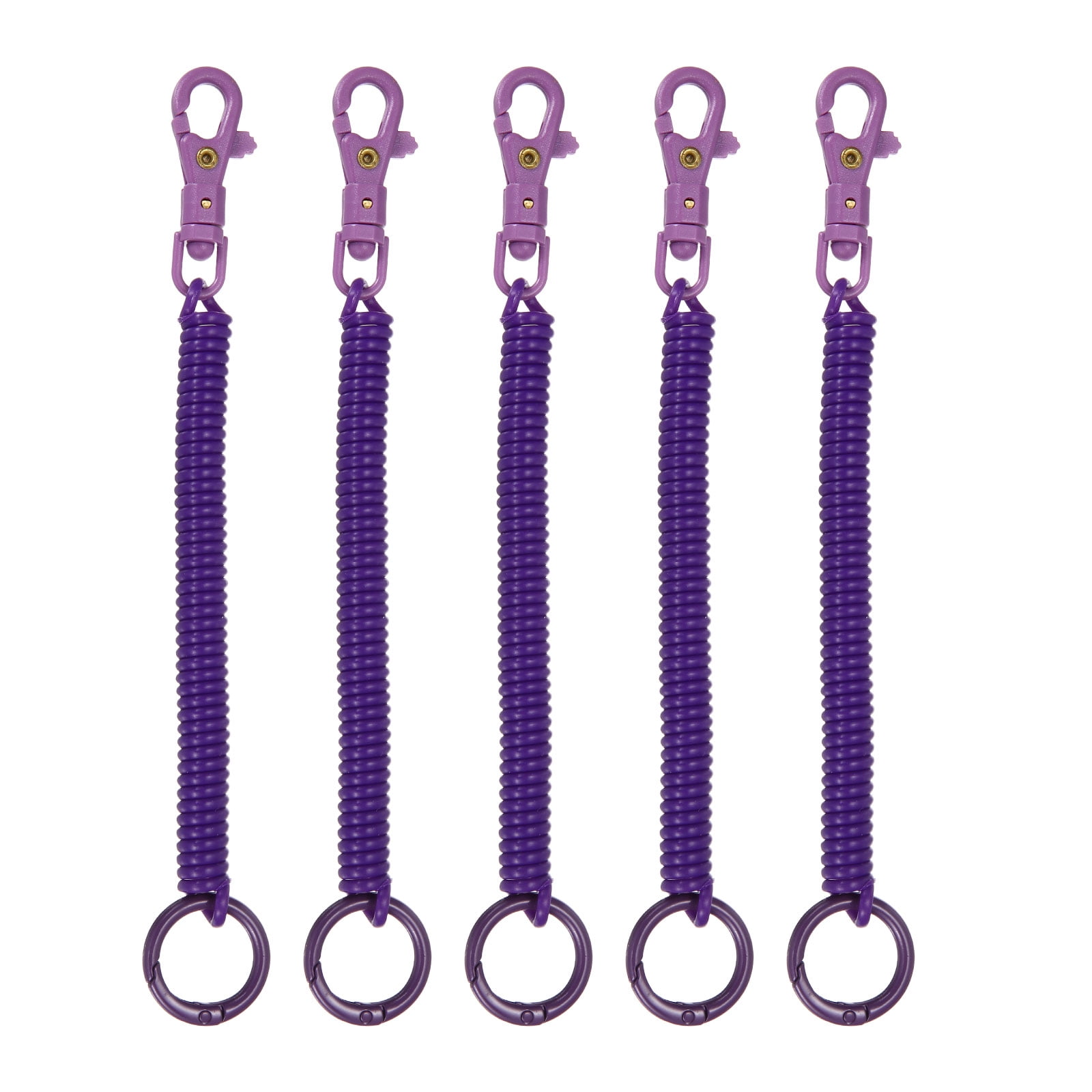 Uxcell Retractable Coil Spring Keychain, (7 Inch, Dark Purple) (5 Pcs ...