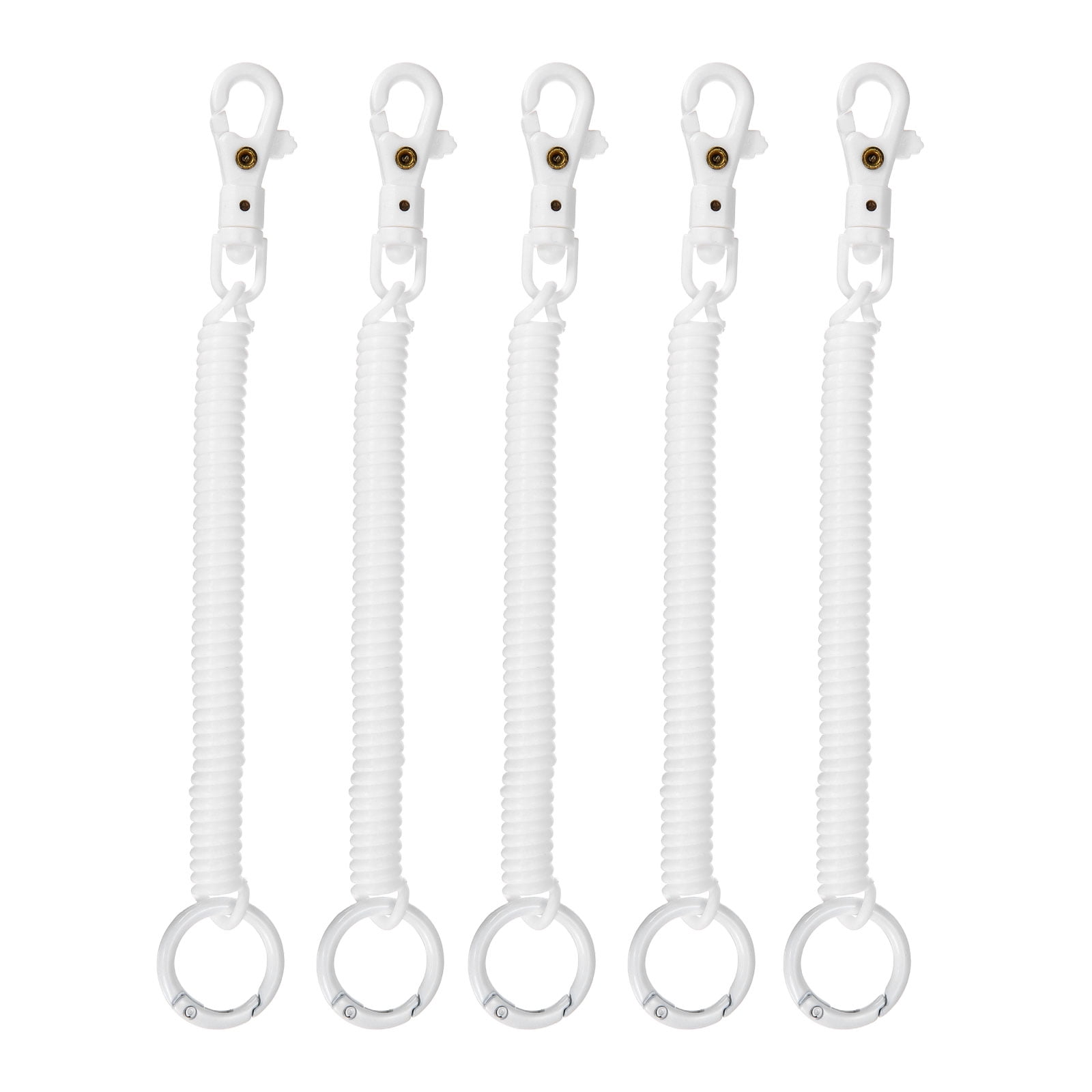 Uxcell Retractable Coil Spring Keychain, (7 Inch, White) (5 Pcs), Anti ...