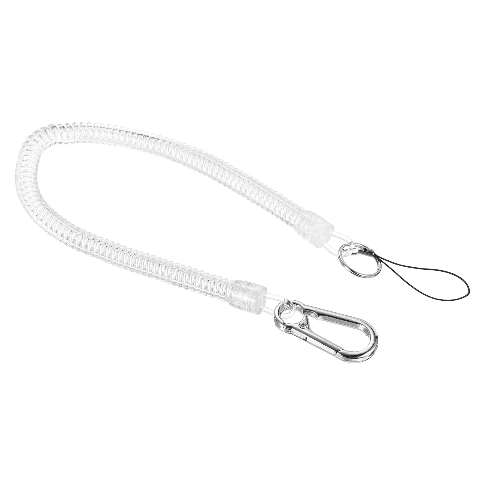Uxcell Retractable Coil Spring Keychain Clasp with Big Key Ring 380mm, 1  Pack Plastic Spiral Stretchy Cord, Clear 