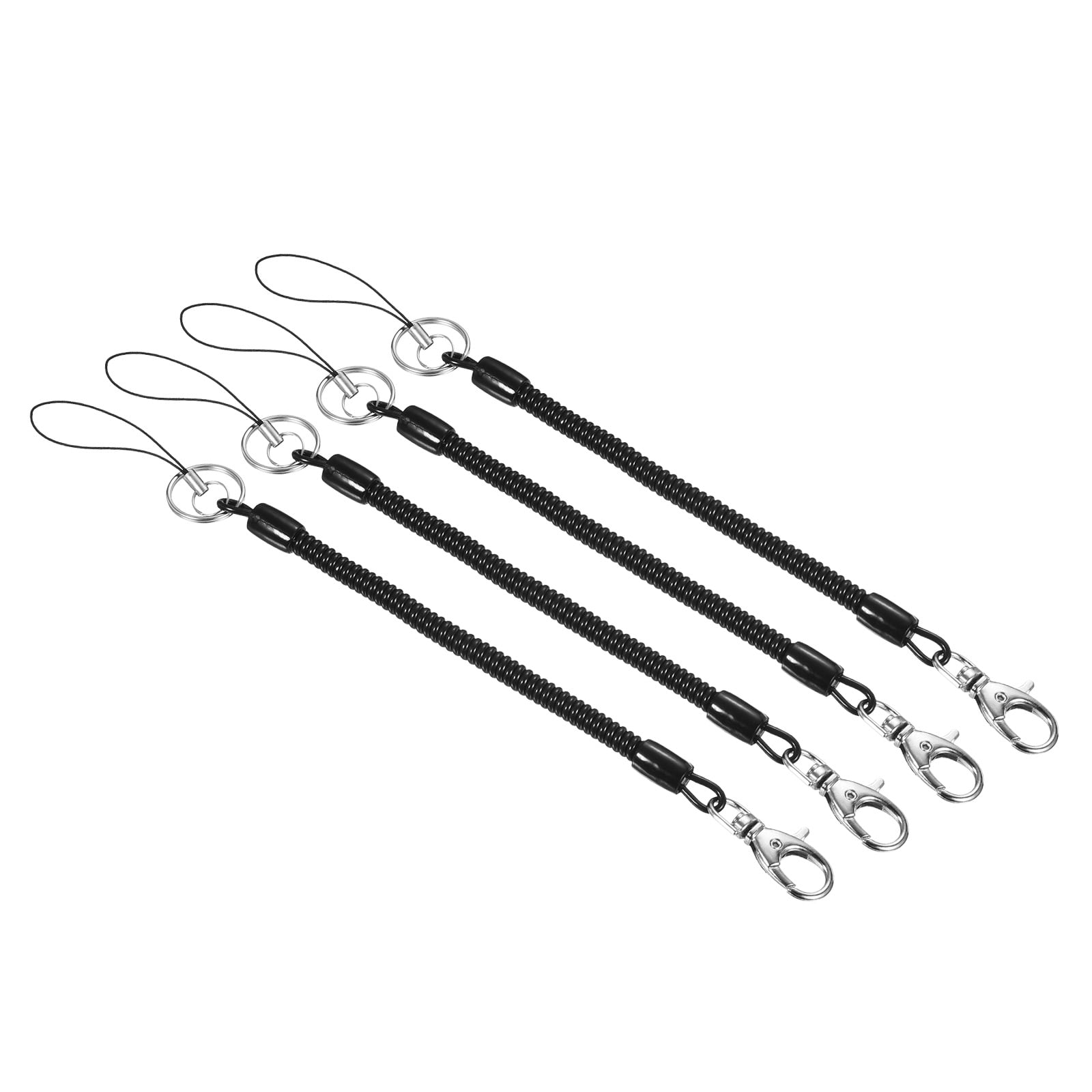 Uxcell Retractable Coil Spring Keychain Clasp with Key Ring 205mm, 4