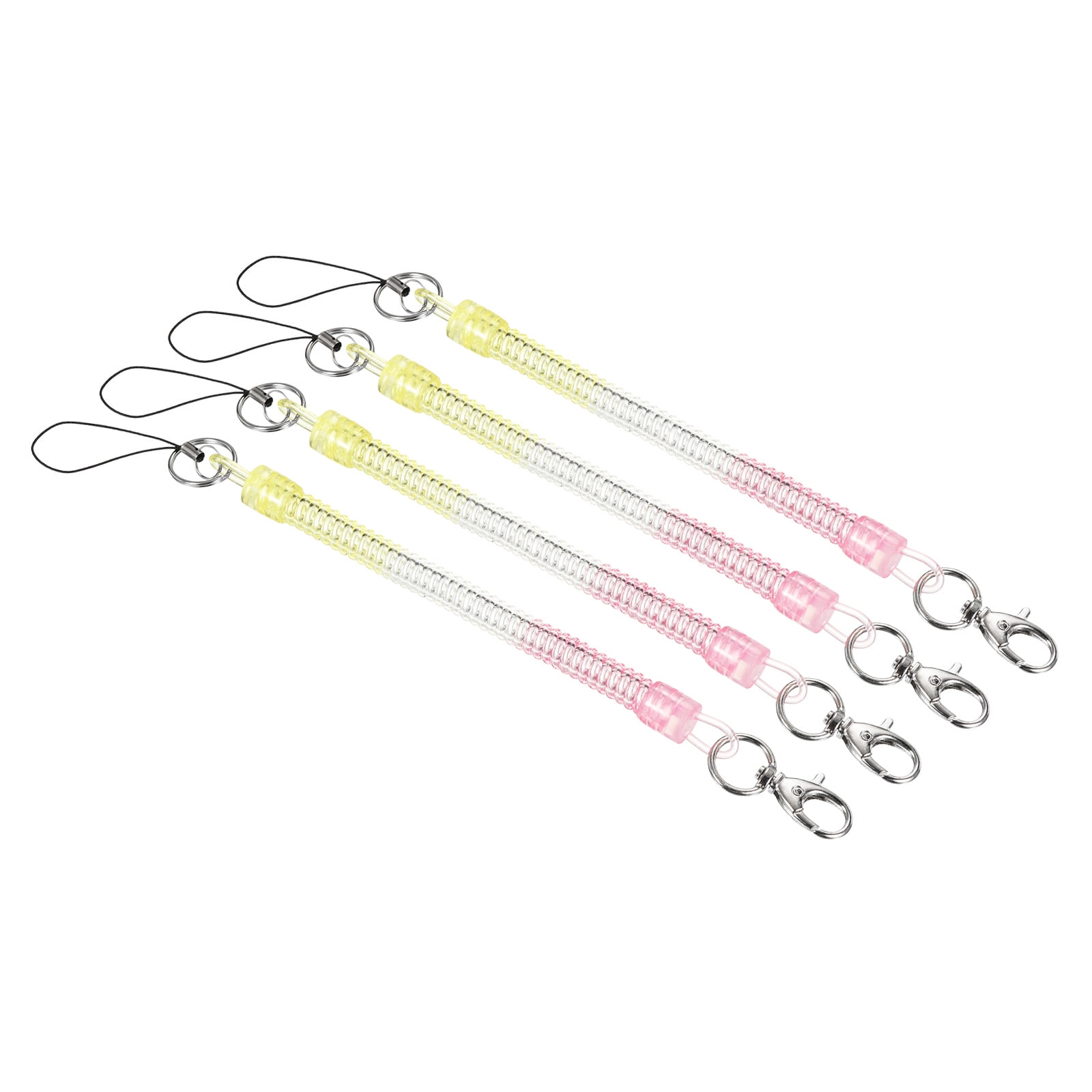 Uxcell Retractable Coil Spring Keychain Clasp with Key Ring 220mm, 4 Pack Plastic Spiral Stretchy Cord, Yellow Pink, Women's, Size: 220 mm