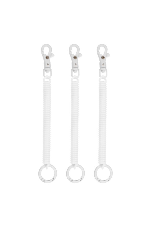 Retractable Coil Springs Keychain with Plastic Lobster Clasp Keyring for Keys Wallet, White 3 Pack