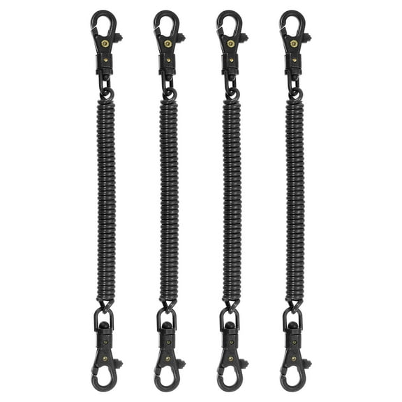 Uxcell Retractable Coil Springs Keychain with Plastic Lobster Clasp for Keys Wallet, Black 4 Pack