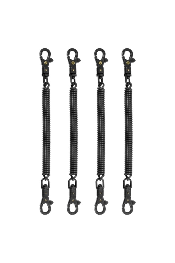 Retractable Coil Springs Keychain with Plastic Lobster Clasp for Keys Wallet, Black 4 Pack
