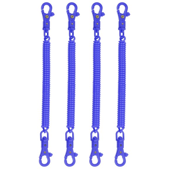 Uxcell Retractable Coil Springs Keychain with Plastic Lobster Clasp for Keys Wallet, Dark Blue 4 Pack