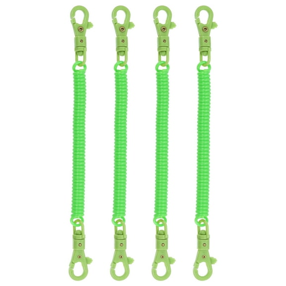 Uxcell Retractable Coil Springs Keychain with Plastic Lobster Clasp for Keys Wallet, Fluorescent Green 4 Pack