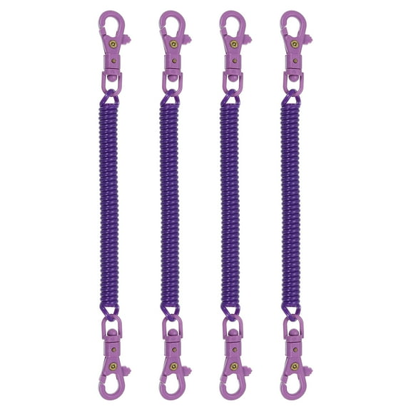 Uxcell Retractable Coil Springs Keychain with Plastic Lobster Clasp for Keys Wallet, Purple 4 Pack