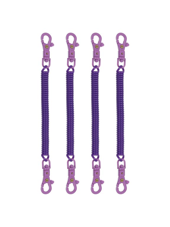 Retractable Coil Springs Keychain with Plastic Lobster Clasp for Keys Wallet, Purple 4 Pack
