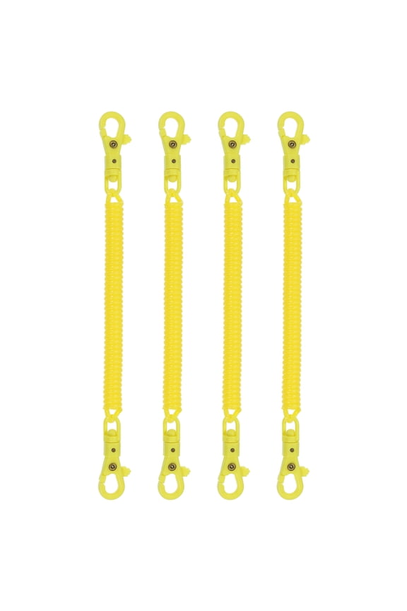 Retractable Coil Springs Keychain with Plastic Lobster Clasp for Keys Wallet, Yellow 4 Pack