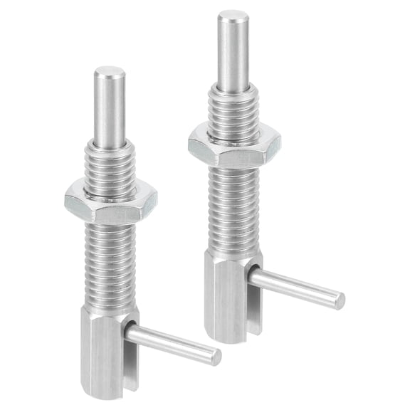 Uxcell Retractable Indexing Plunger Pin, l Spring Plunger Stainless Steel Spring Loaded Latch Telescopic Locking Pin with Nut 2 M10
