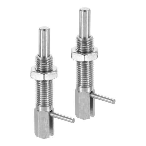 Uxcell Retractable Indexing Plunger Pin, l Spring Plunger Stainless Steel Spring Loaded Latch Telescopic Locking Pin with Nut 2 M16