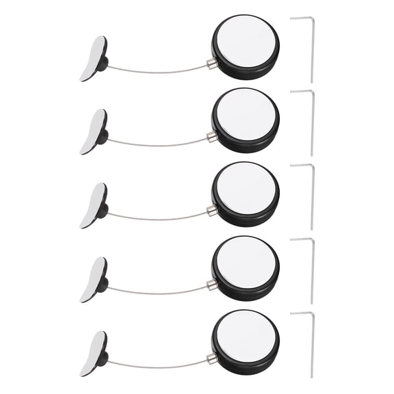 Uxcell Retractable Remote Control Cable Tether (3.3ft / 1M, Black)(5 Set) Round Remote Control Security Lanyard Lock Adjustable Locking Leash with Plastic Cap, Suit for - TVs/Tablets