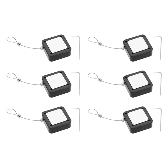 Uxcell Retractable Remote Control Cable Tether (3.3ft / 1M, Black)(6 Set) Square Remote Control Security Lanyard Lock Adjustable Locking Leash with Rope Locks, Suit for - TV/Tablets