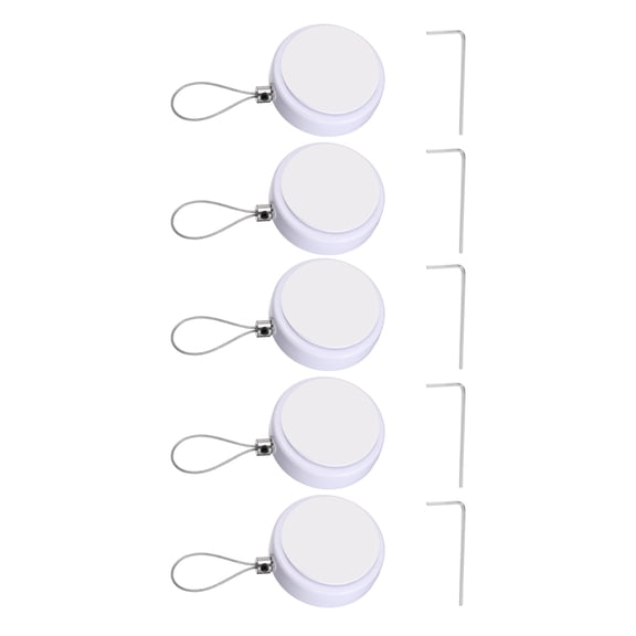 Uxcell Retractable Remote Control Cable Tether (3.3ft / 1M, White)(5 Set) Round Remote Control Security Lanyard Lock Adjustable Locking Leash with Rope Lock, Suit for - TVs/Tablets