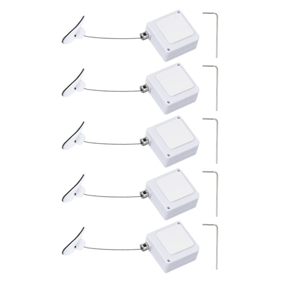 Uxcell Retractable Remote Control Cable Tether (3.3ft / 1M, White)(5 Set) Square Remote Control Security Lanyard Lock Adjustable Locking Leash with Plastic Cap, Suit for - TVs/Tablets